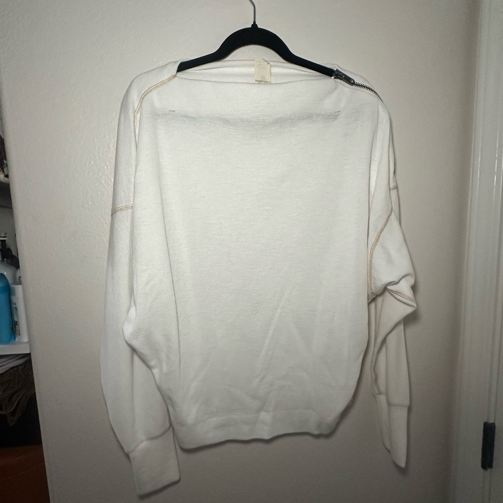 We The Free Ivory Thermal Nikala Zip Shoulder Top